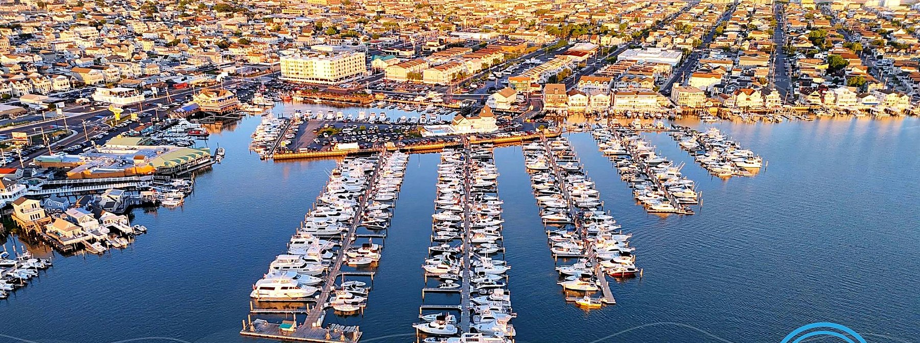 Aerial view of Schooner Island Marina amenities